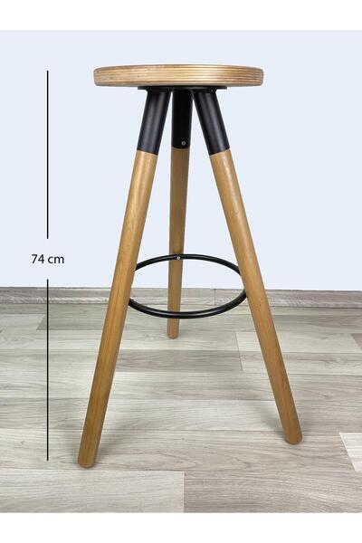 İREM Banco Bar Sandalyesi, Bar Taburesi 74cm Ahşap Ayak Ahşap Oturak