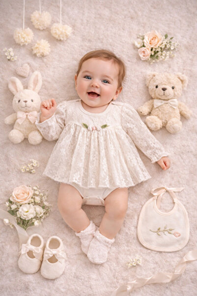 Ozz Baby Premium Newborn Baby Girl (0-3) (3-6 Months) Lace Bath Dress (Gift, ...