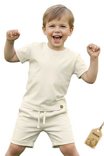 Difa Set pentru copii - Set de vară pentru fete și băieți, unisex, ecru, cu d...