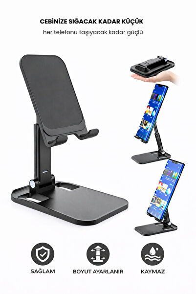 10numara Portatif Ayarlanabilir Katlanır Telefon Ve Tablet Masaüstü Stant Tut...