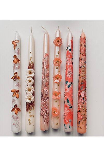 inrobert Blooming Flames (6’lı) El Yapımı Dekoratif Çiçekli Mum Seti – Şık ve...