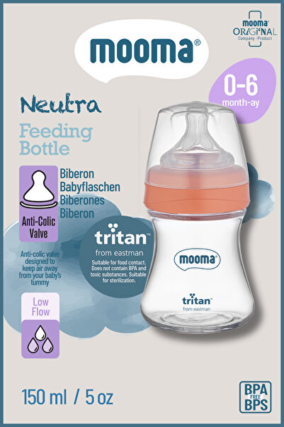 MOOMA زجاجة رضاعة نيوترا المضادة للمغص من مادة التريتان، سعة 150 مل، من عمر 0...