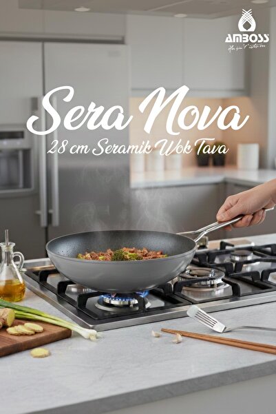 Amboss Sera Nova Fireproof Non-Stick Ceramic Wok Pan 28 cm – Gray