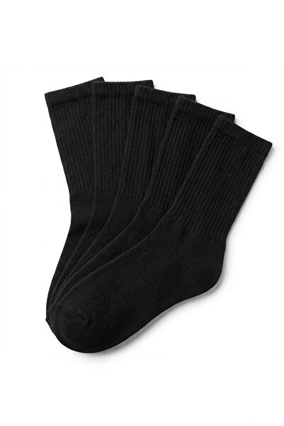 LYKOS Дамски черни памучни чорапи до глезена, пакет от 5 броя