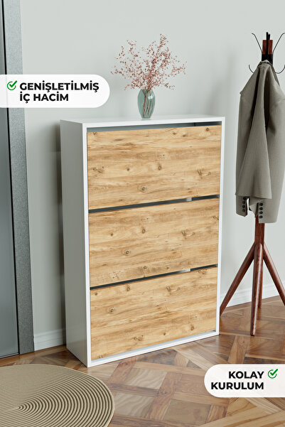 Hediyeler Kapında 3 Bölmeli Liovian Düşer Kapak Ayakkabılık