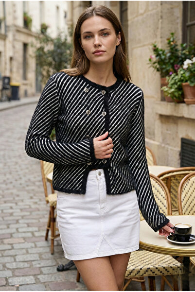 azragül giyim Yumoş Yarn Bearded Knitwear Cardigan