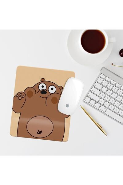 Özer Store Kahverengi Ayıcıklı Bilek Destekli Dikdörtgen Mouse Pad Mouse Altlığı