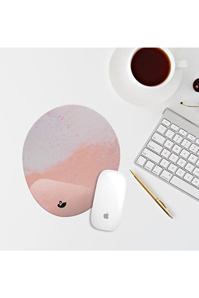 Özer Store Mermer Desenli Bilek Destekli Oval Mouse Pad Mouse Altlığı