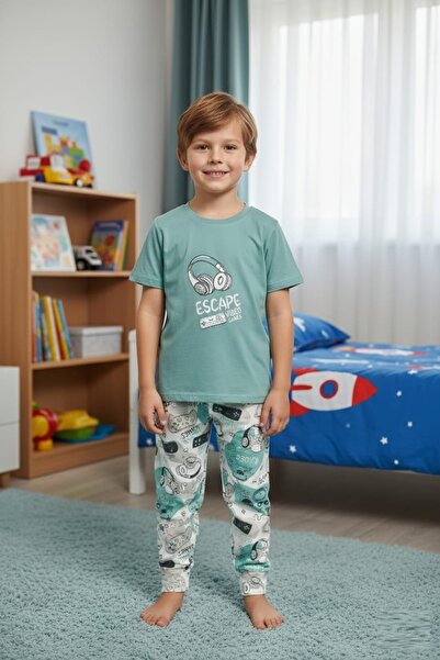 bbs fashion بيجامة ولادي نص كم قطن 100%