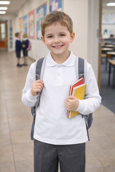 Cansın Mini Tricou pentru școală cu mânecă lungă și guler polo pentru băieți ...