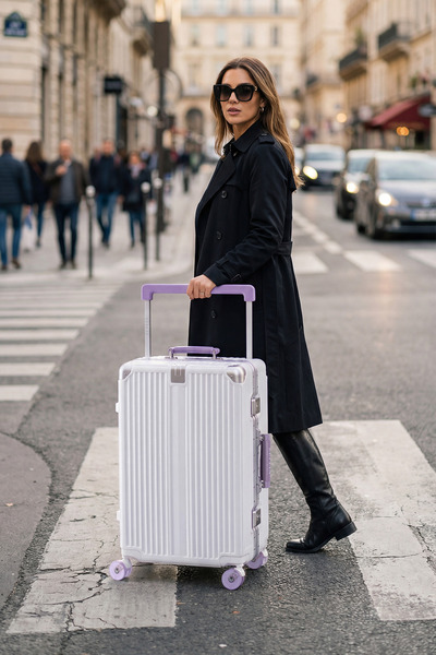 Zeplin Boxy PC Policarbon Orta Boy Valiz Beyaz-Mor