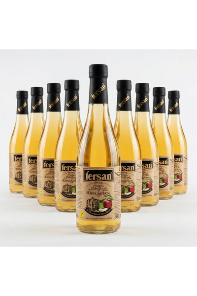 Fersan Organik Elma Sirkesi 500 ml 12'li Cam Şişe – Sirke Anası İçeren, Doğal...