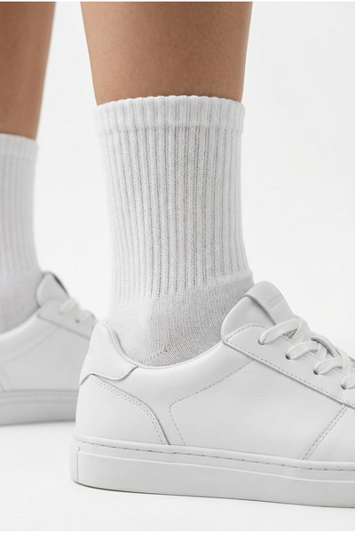 LYKOS Women's White Cotton Socks 5-Piece Pack