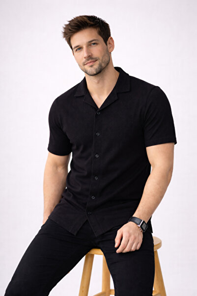 WE AND ME Erkek Kısa Kollu Polo Yaka Düğmeli Gömlek Slim Fit Günlük Triko Üst