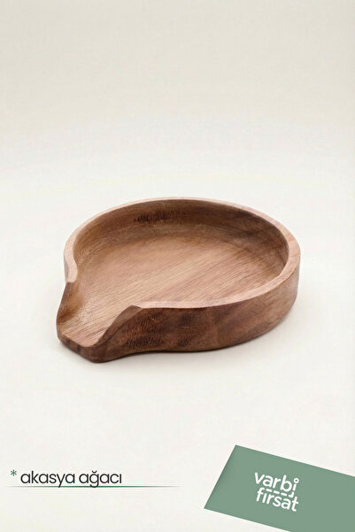 Varbifırsat قاعدة ملعقة من خشب الأكاسيا مقاس 13.5 سم × 11.5 سم