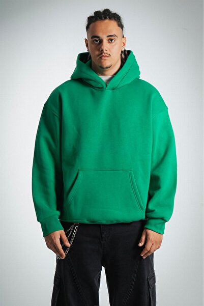 Plus Eighteen Yeşil Basic Erkek Hoodie US3995YS