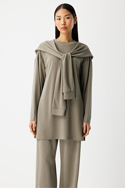 ŞEYMA COŞKUN Bağlama Detaylı Takım Haki