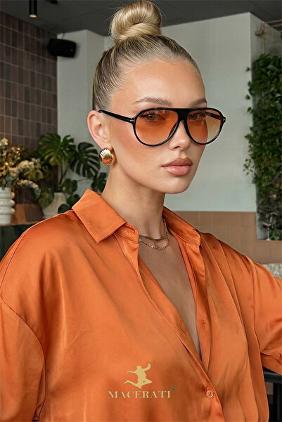 MACERATİ Cenny Unisex Black Framed Orange Sunglasses