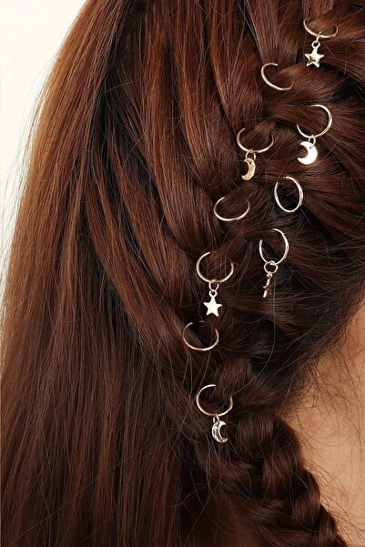 New Obsessions أقراط شعر على شكل نجمة القمر 10 قطع