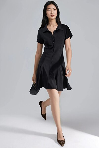 Hiccup BUSEM Rochie Mini Din Crep Cu Guler De Cămașă Și Nasturi