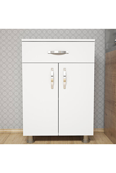 Minar 2 Kapaklı Çekmeceli Çok Amalı Dolap - Beyaz