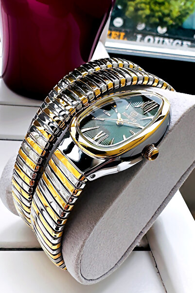 Homies Özel Kutulu Yılan Model Kadın Kol Saati Iki Renk Çelik Kordon Bileklik...