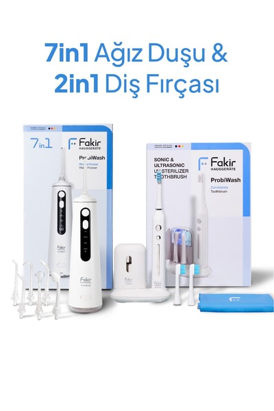 Fakir Probiwash Sonic & Ultrasonic 2in1 Diş Fırçası + ProbiWash Ağız Duşu 6 F...