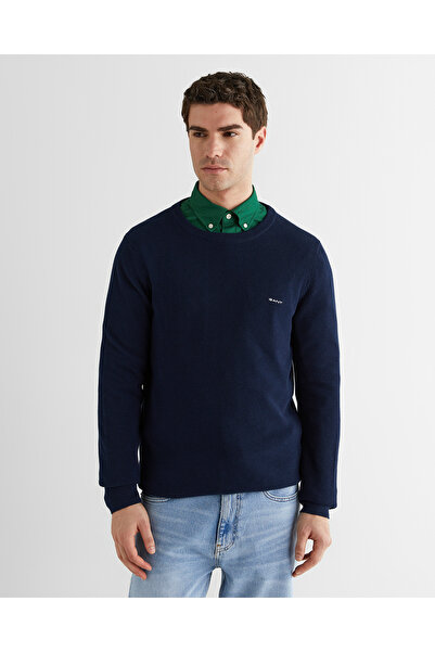 Gant Erkek Lacivert Regular Fit Bisiklet Yaka Kazak