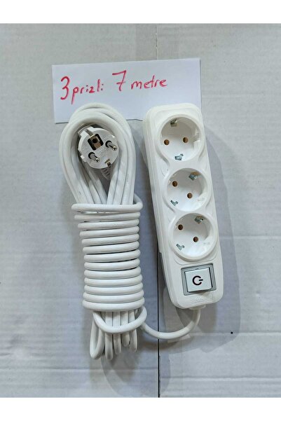 KAYRA LEATHER CRAFT KLC 3'lü Grup Priz - (7 METRE) Anahtarlı Seyyar Topraklı ...