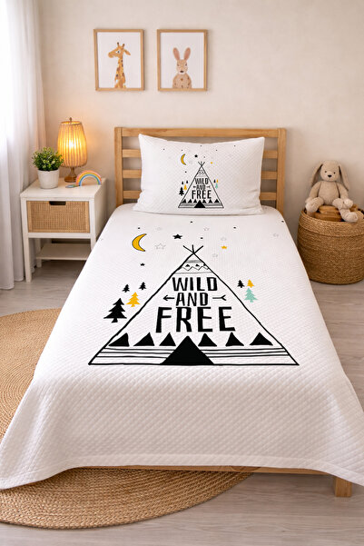 Evmila Çadır Desenli Bebek Ve Çocuk Baskılı Tek Kişilik Pike Takımı 160x230 B...