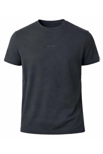 Erkek Tişört Bisiklet Yakalı Flamlı Modal Regular Füme T-Shirt