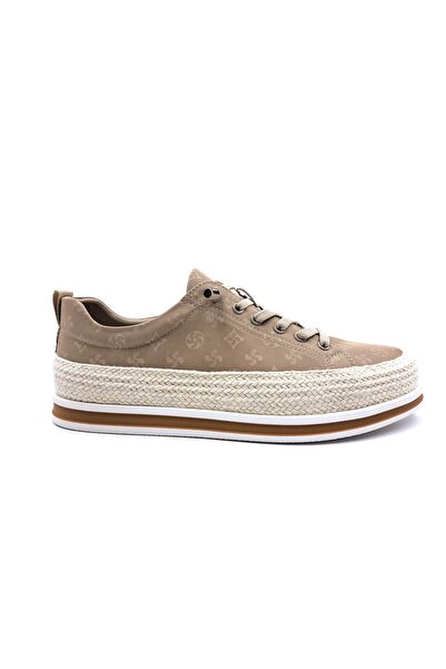 MARCOMEN M67020 Men's Beige Color Linen Shoes with Rubber Laces and Espadrill...