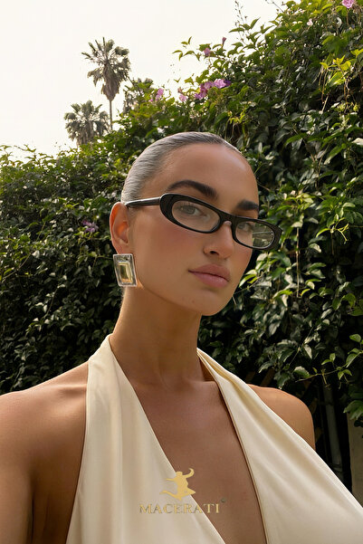 MACERATİ نظارات لوران سليم النحيفة ذات الإطار الأسود للنساء، نظارات شاشة شعبي...