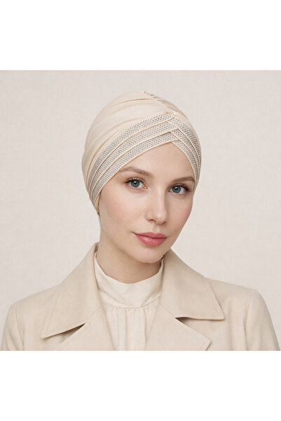 Şirin Giyim Aksesuar Üç Bantlı Taşlı Hazır Bone Tesettür Hijab - Hazır Bone Ş...