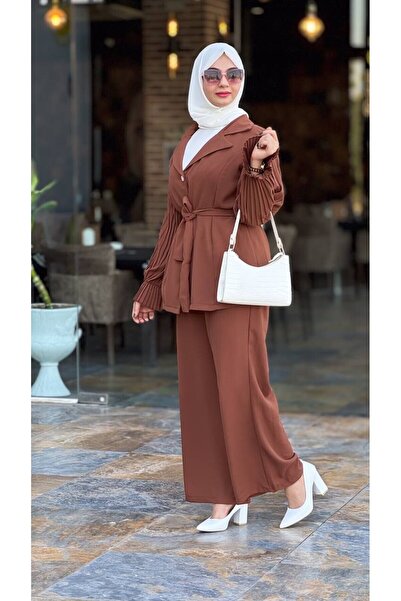 Esre Store طقم حجاب موديل 4468 مكون من قطعتين - بني