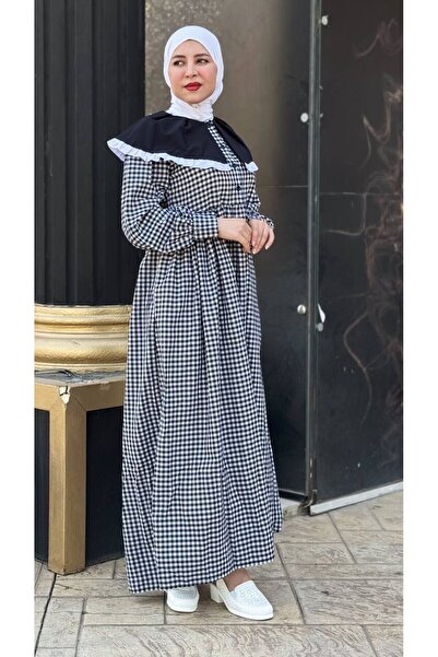 Esre Store Μοντέλο 4483 - Μαύρο καρό φόρεμα τεσεττούρ