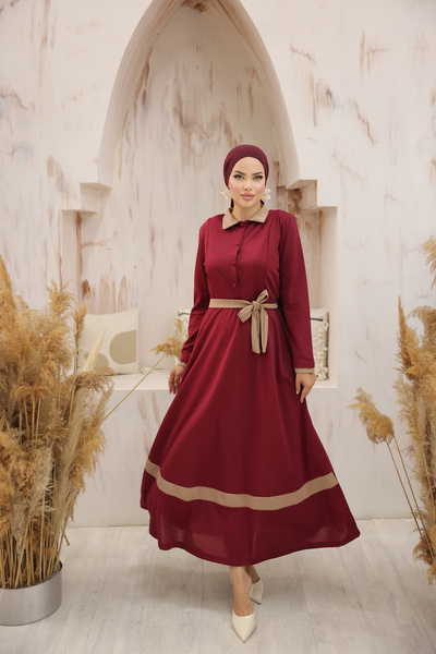 Esre Store Rochie Hijab Rosie Claret - Model 4466 Guler