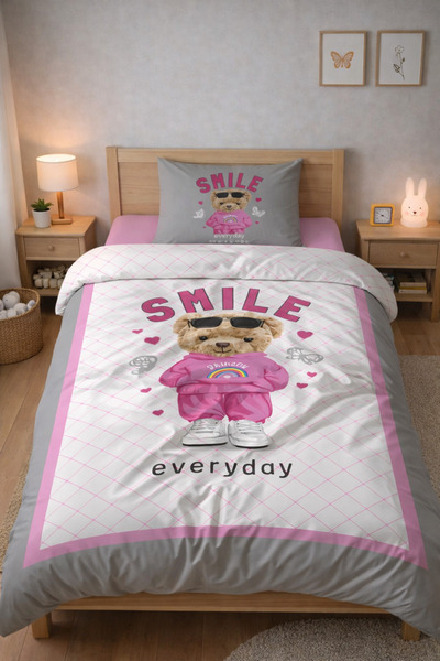 Evmila طقم غطاء لحاف منقوش بتصميم تيدي بدون ملاءة - 160x220 سم