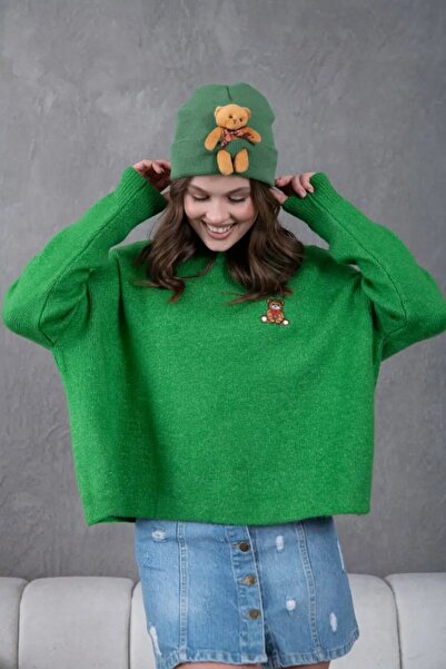 Park Karon Γυναικείο πλεκτό πουλόβερ με λαιμόκοψη oversized 227045Sw