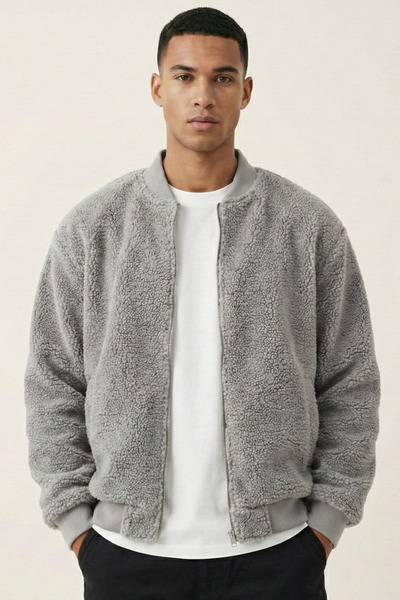 GENIUS STORE Ανδρικό παλτό με βελούδινη επένδυση, υπερμεγέθης, φαρδιά γραμμή,...