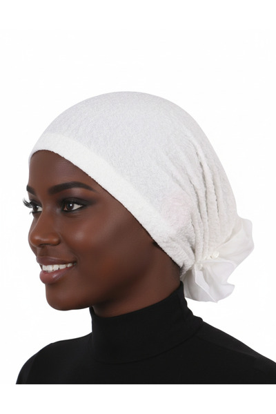 elysianfidan حجاب جاهز من التول البروكار بلون كريمي، مناسب للاستخدام الطبي