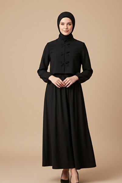 HAKKE Fiyonk Detaylı Dökümlü Etek Tesettür TAKIM