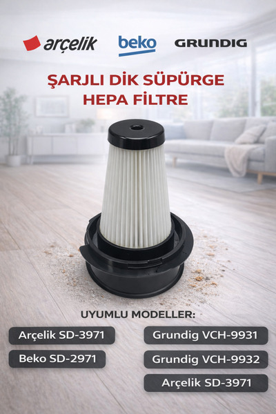 Arçelik Sd-3971 Kablosuz Şarjlı Dik Süpürge Hepa Filtresi