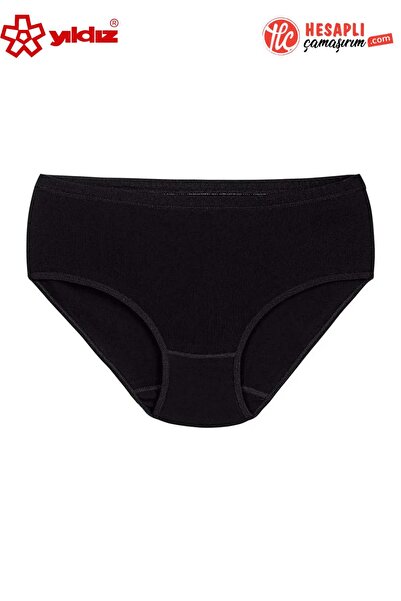 YILDIZ 3581 Chiloți Bato negri pentru femei bumbac 100% cu vipușcă talie înaltă