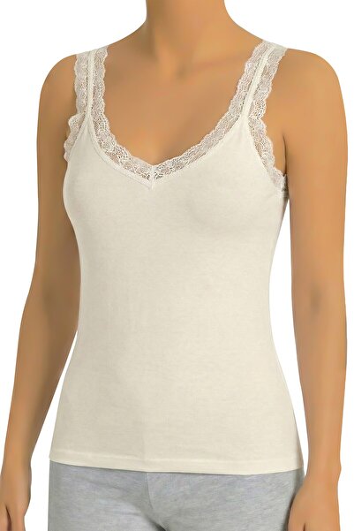 Öts Women's Tank Top with Ruffled Shoulders (96% Cotton - 4% Elastane)