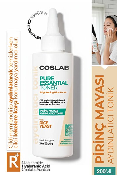 COSLAB Pirinç Mayası Leke Karşıtı Aydınlatıcı Tonik 200ml - Beyazlatıcı & Nem...