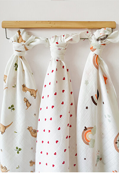 COOLMINIES Çok Amaçlı Müslin Örtü 3’lü Set, Müslin Yenidoğan Bebek Battaniyes...