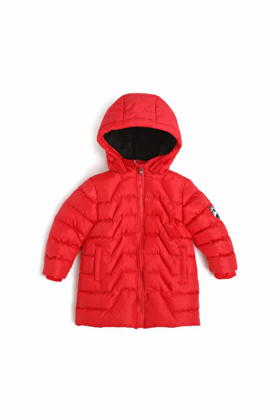 NANİCA Red Boy's Hooded Long Puffer Jacket 1-5 Years Old