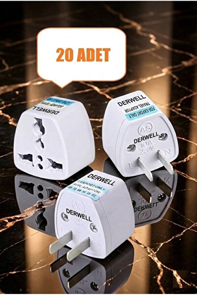 Derwell 20 Adet Ingiltere Abd Fiş Adaptörü 2 Pinli Amerikan Avrupa Seyahat Güç Adaptörü Dönüştürücü Priz