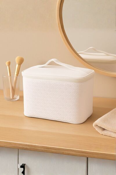 Ecrou Rectangular Shaped Makeup Bag White